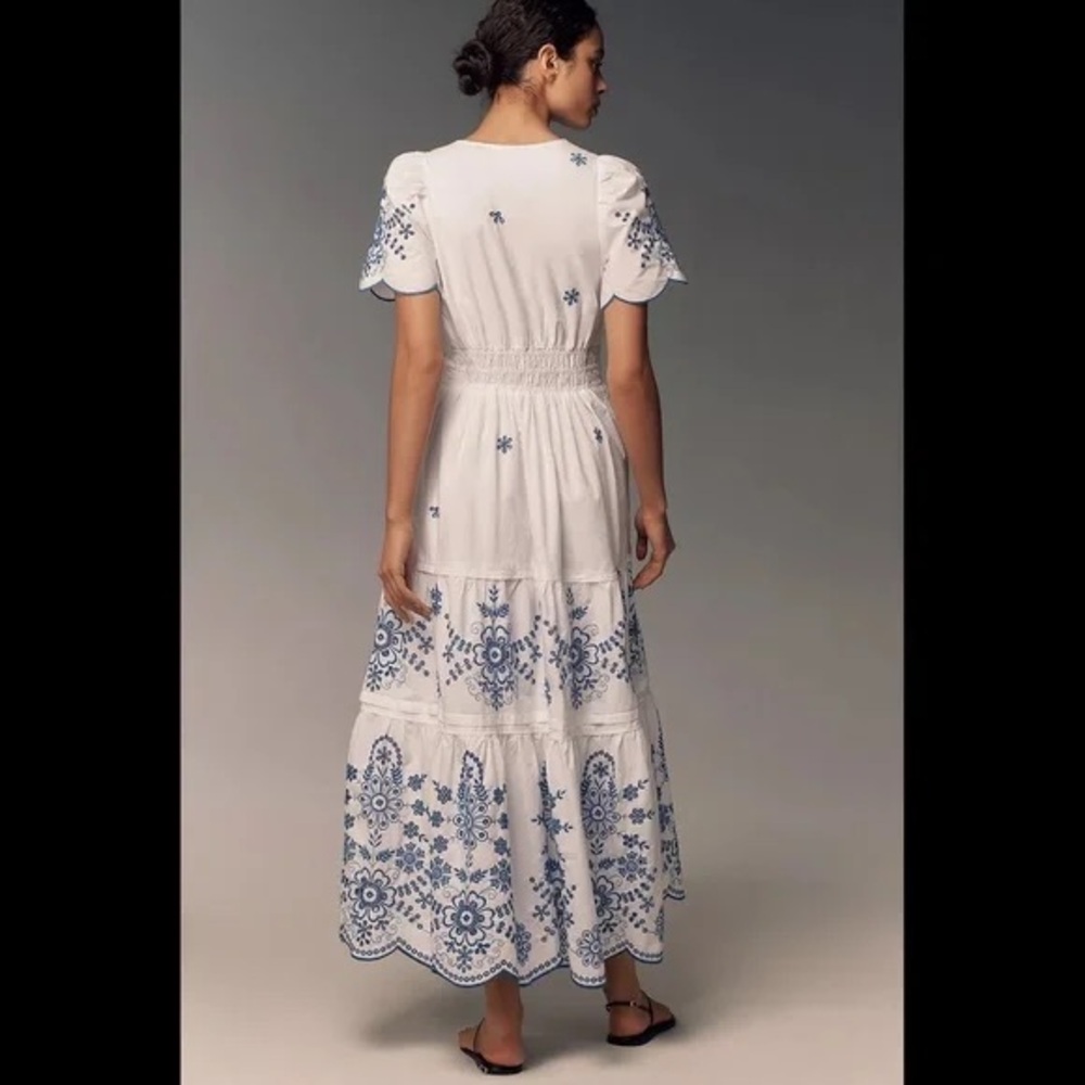 Anthropologie Somerset maxi dress White blue eyelet - Picture 2 of 9